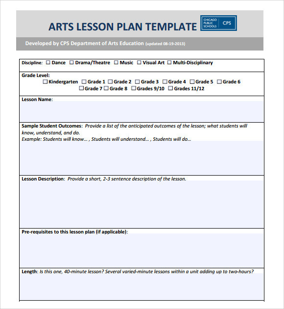 Art Lesson Plan Template Free 8 Sample Art Lesson Plan Templates In Pdf