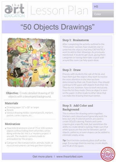 Art Lesson Plans 50 Objects Drawings Free Lesson Plan Download the Art Of Ed