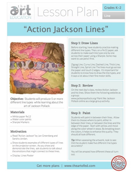 Art Lesson Plans Action Jackson Lines Free Lesson Plan Download the Art