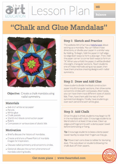 Art Lesson Plans Chalk and Glue Mandalas Free Lesson Plan Download the