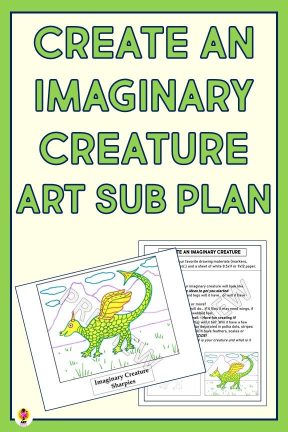 Art Lesson Plans for Kindergarten Imaginary Creature Art Sub Plan In 2020