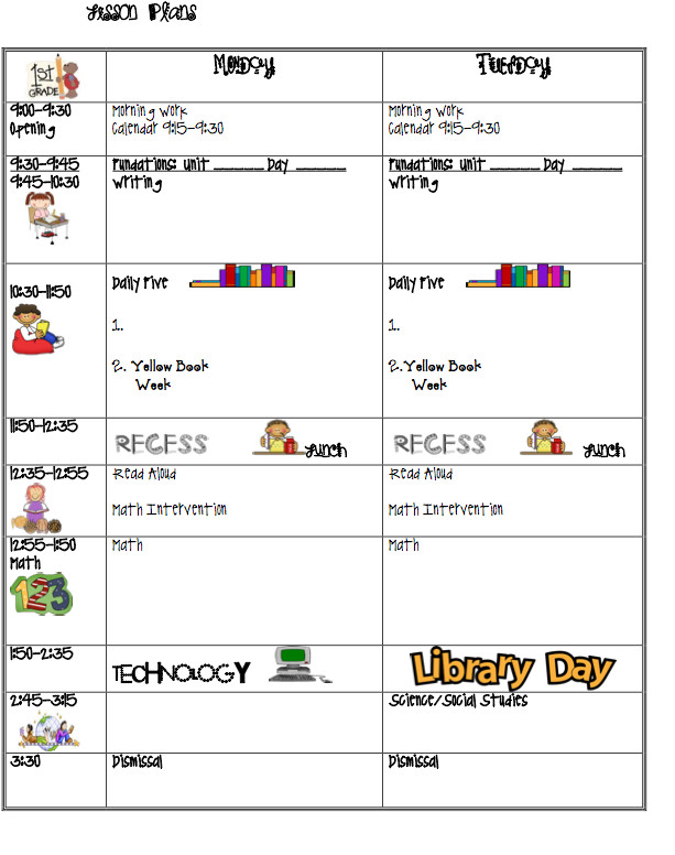 Art Lesson Plans for Kindergarten Lesson Plan Book Template and Clip Art Freebies