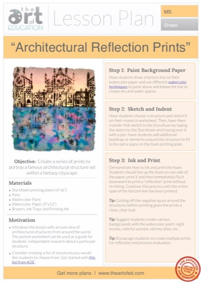 Art Lesson Plans Middle School Architectural Reflection Prints Free Lesson Plan Download
