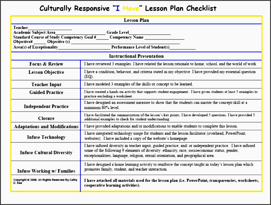 Assessment In Lesson Plan 6 Lesson Plan Checklist for Teachers Sampletemplatess