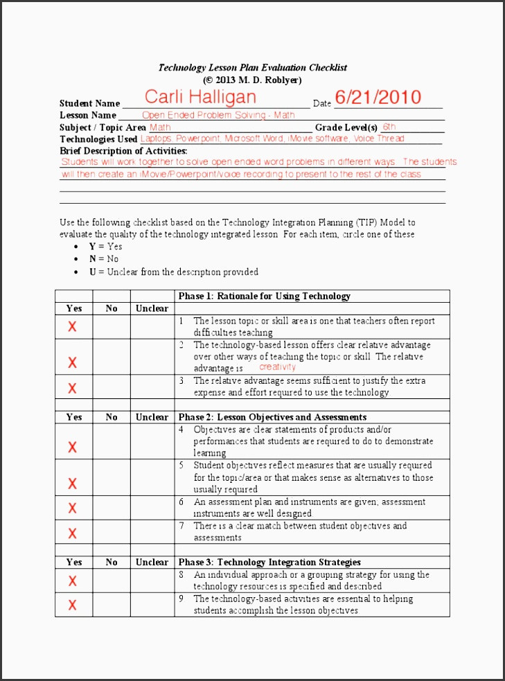 Assessment In Lesson Plan 6 Lesson Plan Checklist for Teachers Sampletemplatess