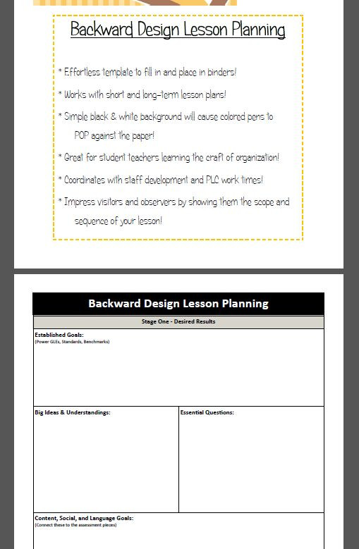 Backward Design Lesson Plan Backward Design Lesson Plan Template