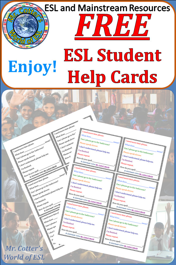 Beginner Esl Lesson Plans Beginner Esl Student Help Cards In 2020