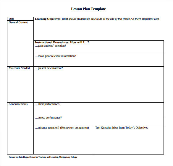Blank Lesson Plan Free 14 Sample Printable Lesson Plan Templates In Pdf