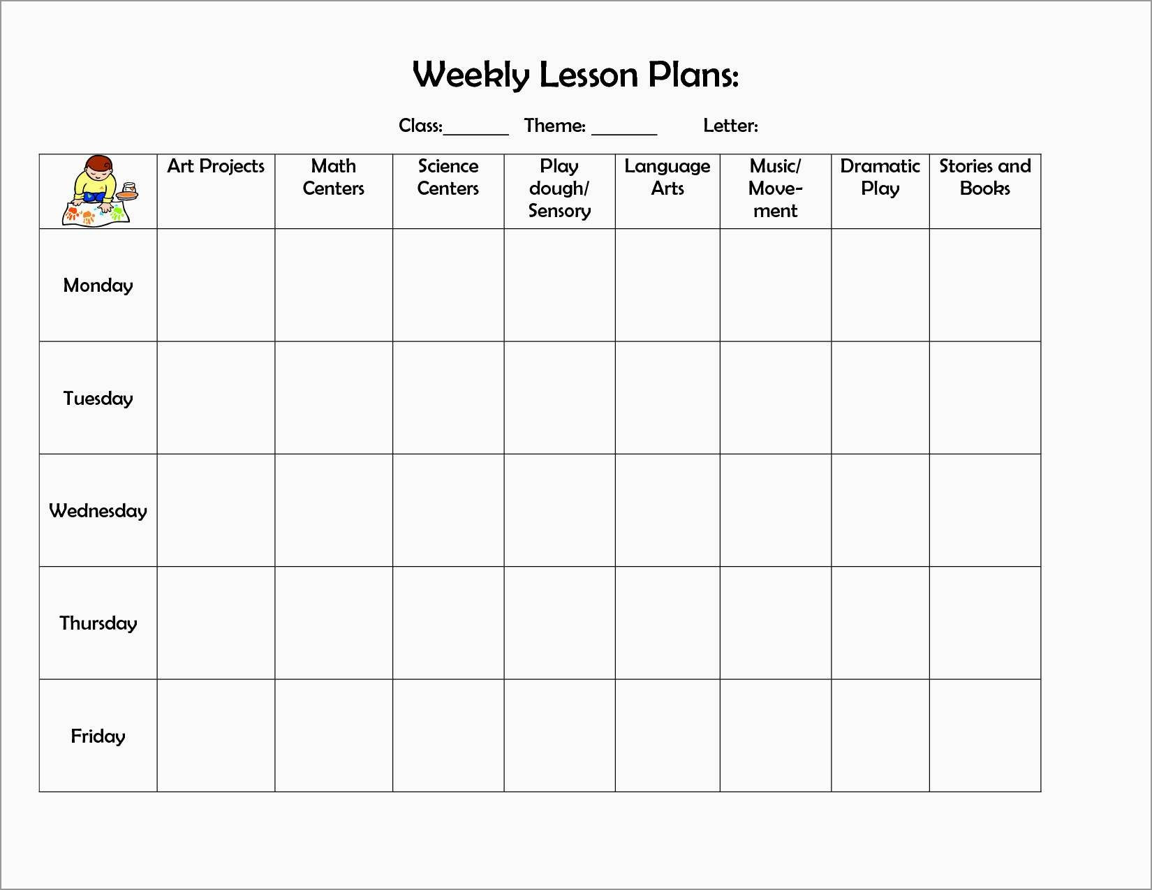 Blank Lesson Plan Template Free Printable Infant Lesson Plans