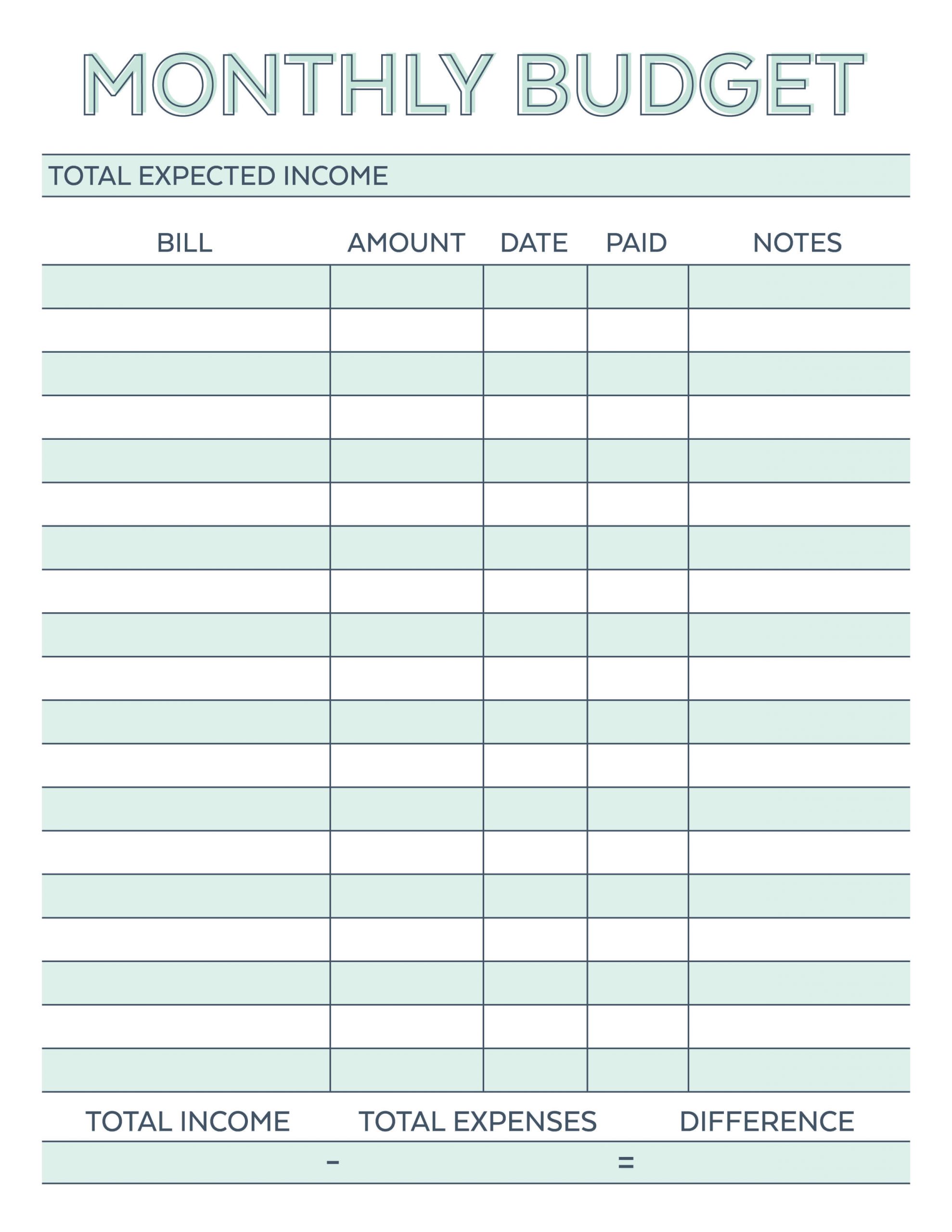 Budgeting Lesson Plans Free Printable Monthly Bud Planner Worksheet