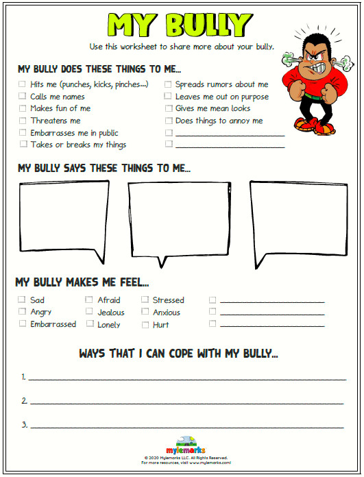 Bullying Lesson Plans Bullying Worksheet for Elementary Students Free Worksheet
