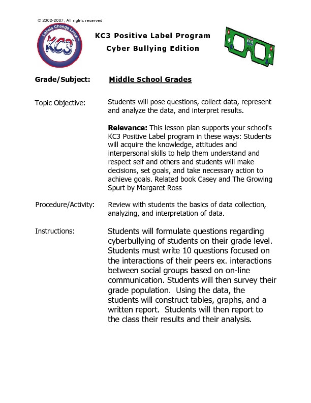 Bullying Lesson Plans Cyber Bullying Lesson Plans &amp; Worksheets
