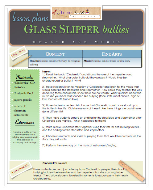 Bullying Lesson Plans K 1 Bullying Lesson Glass Slipper Bullies
