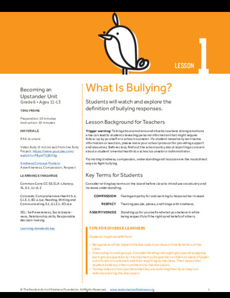 Bullying Lesson Plans What is Bullying Lesson Plan for 6th Grade