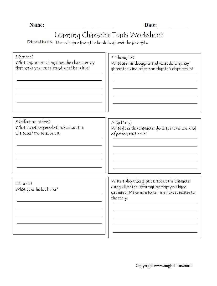 Character Traits Lesson Plans Character Traits Worksheet 4th Grade In 2020