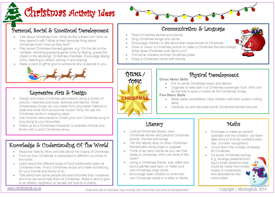 Christmas Lesson Plans Christmas Activity Ideas Sheet