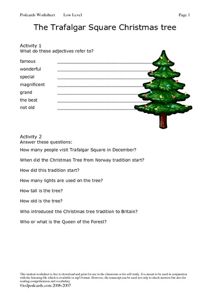 Christmas Lesson Plans the Trafalgar Square Christmas Tree Lesson Plan for 5th