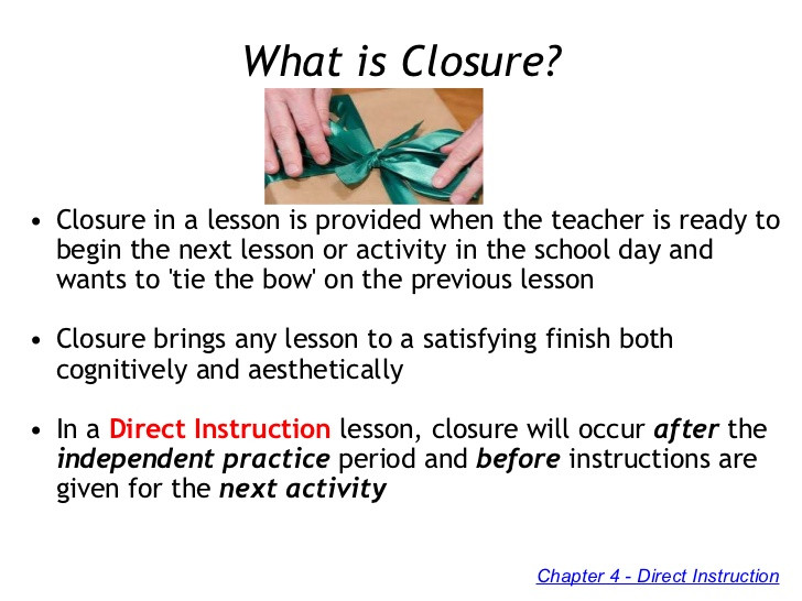Closure In Lesson Plan Direct Instruction Methods for Closure and Evaluation