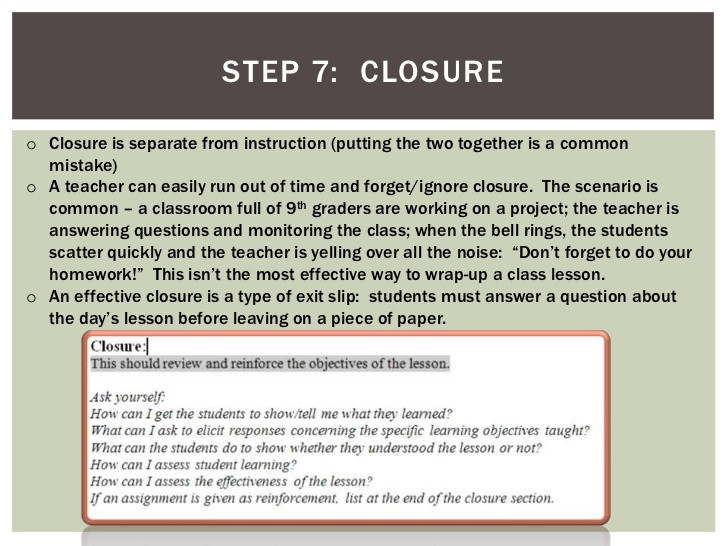 Closure In Lesson Plan How to Write A Lesson Plan