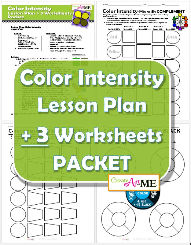 Colors Lesson Plan Color Intensity Lesson Plan 3 Worksheets Packet Create