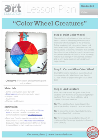 Colors Lesson Plan Color Wheel Creatures Free Lesson Plan Download with