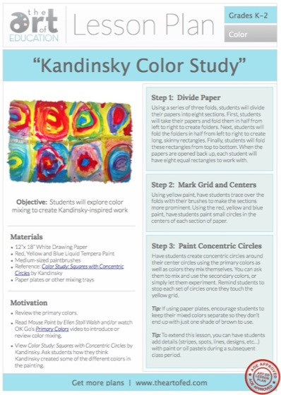 Colors Lesson Plan Kandinsky Color Study Free Lesson Plan Download the Art