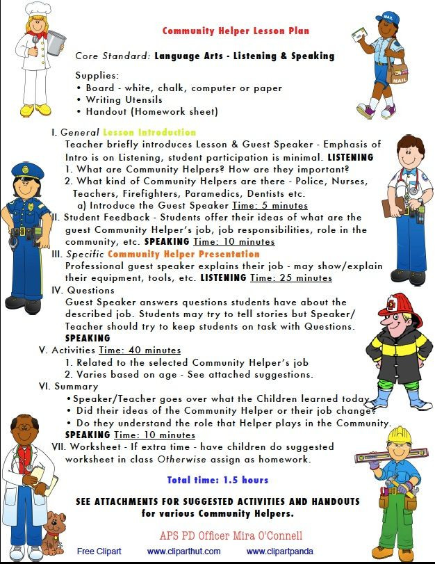 Community Helpers Lesson Plan General Lesson Plan Can Be Used with Any Munity