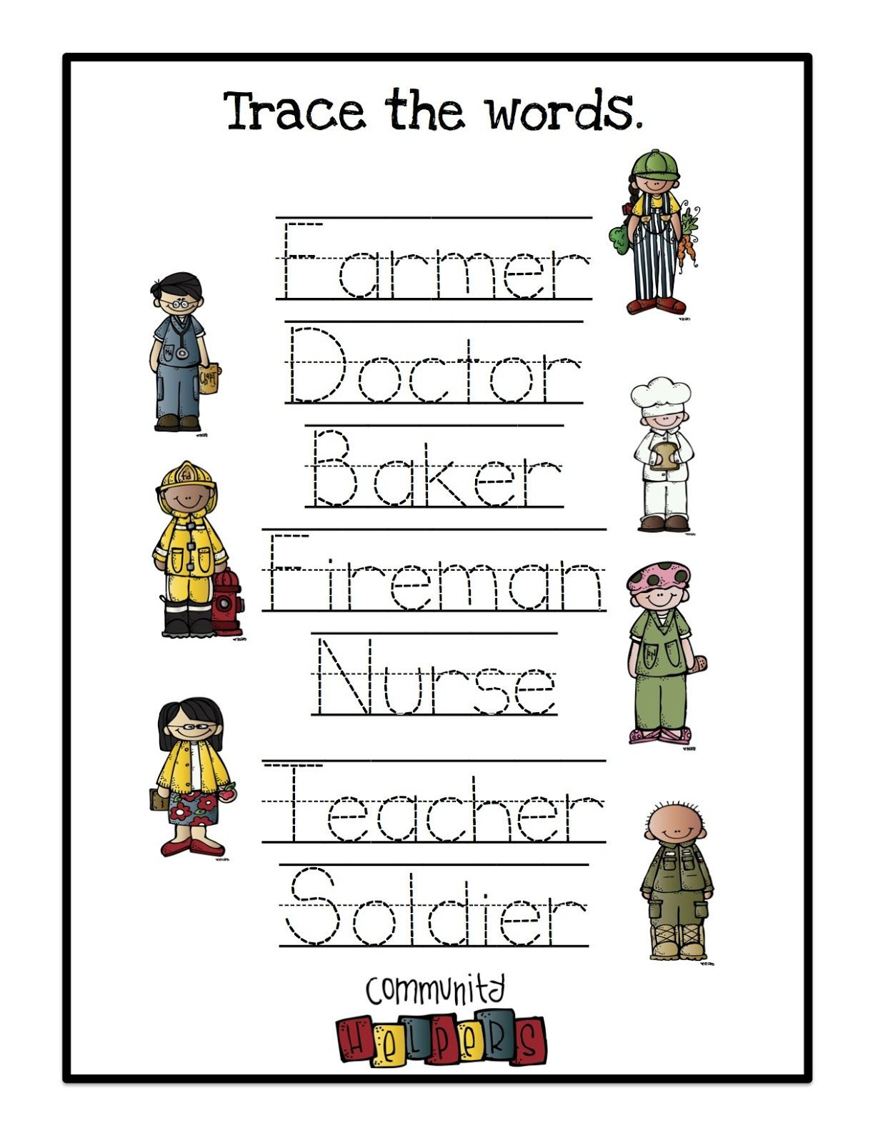 Community Helpers Lesson Plan Trace the Words 1 1 236×1 600 Pixels
