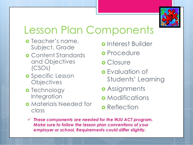 Components Of Lesson Plan Lesson Plan Basics