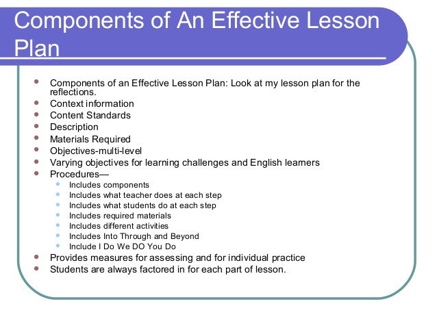 Components Of Lesson Plan Power Lesson Planning