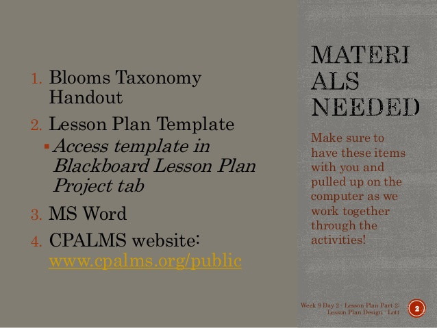 Cpalms Lesson Plans Lesson Plan Part 2 &amp; 3