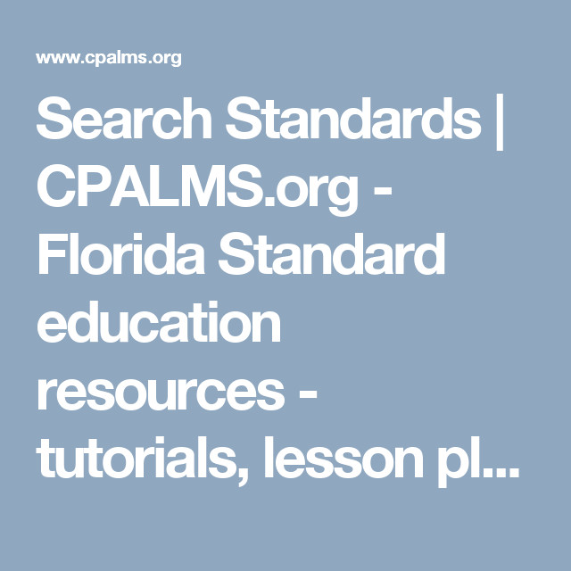 Cpalms Lesson Plans Search Standards