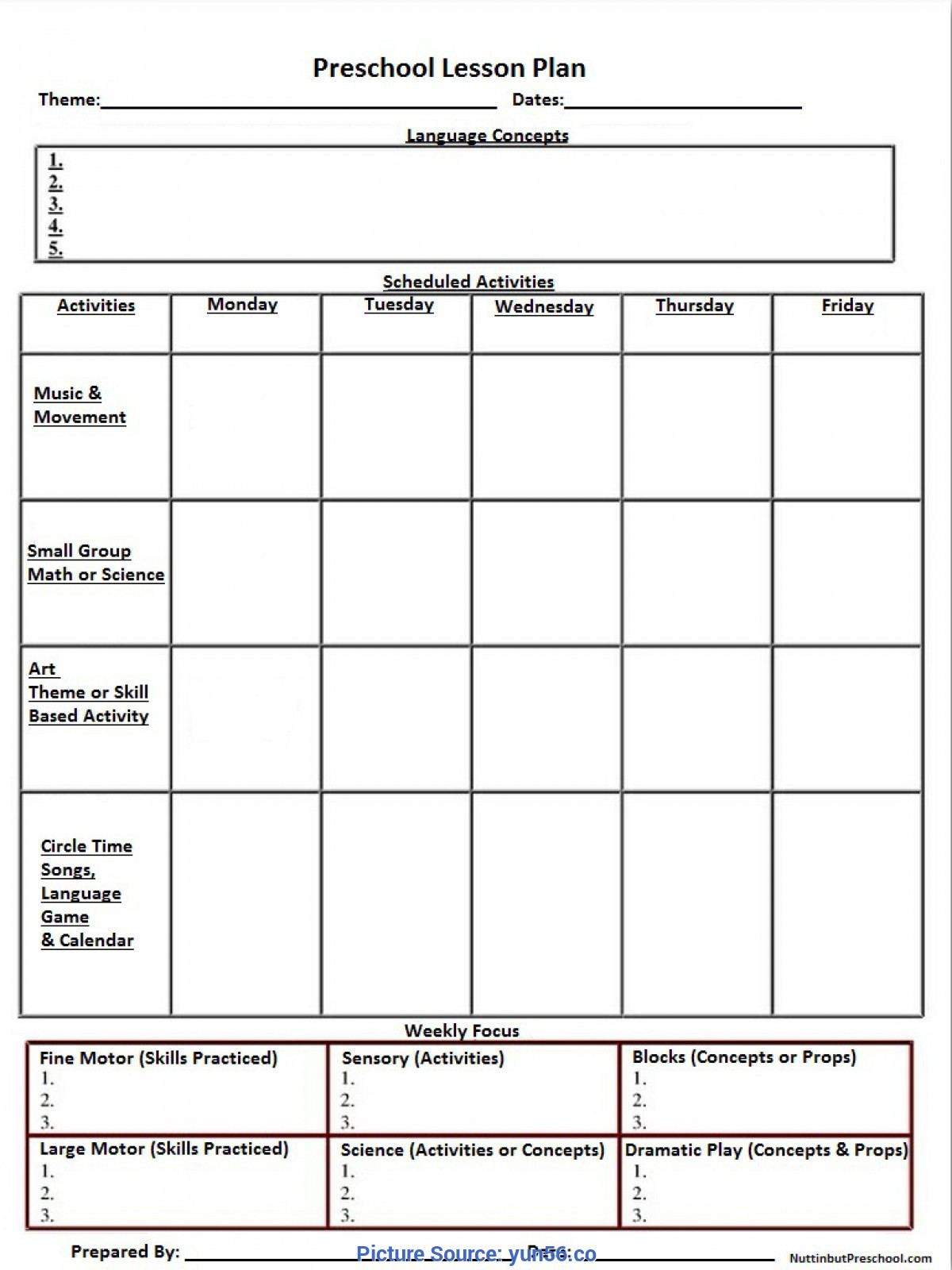 Creative Curriculum Lesson Plan Template Creative Curriculum Blank Lesson Plan