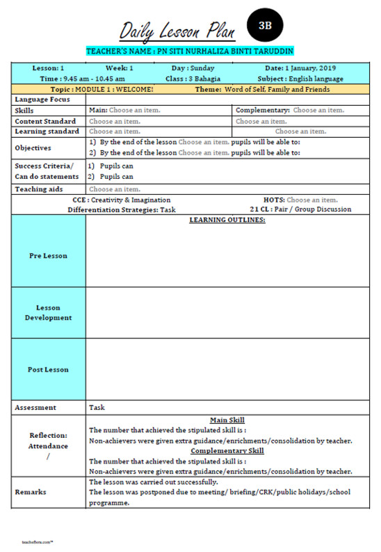 Daily Lesson Plan Editable Daily Lesson Plan Template for Your Needs