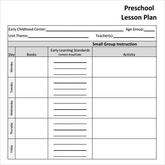 Daily Lesson Plan for Kindergarten Blank toddler Lesson Plan Template Best Sample
