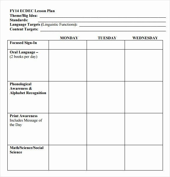 Daily Lesson Plan for Kindergarten Weekly Lesson Plan Template Free Beautiful Free 10 Sample