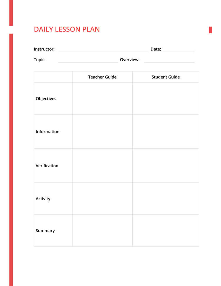 Daily Lesson Plan Template 14 Free Daily Lesson Plan Templates for Teachers