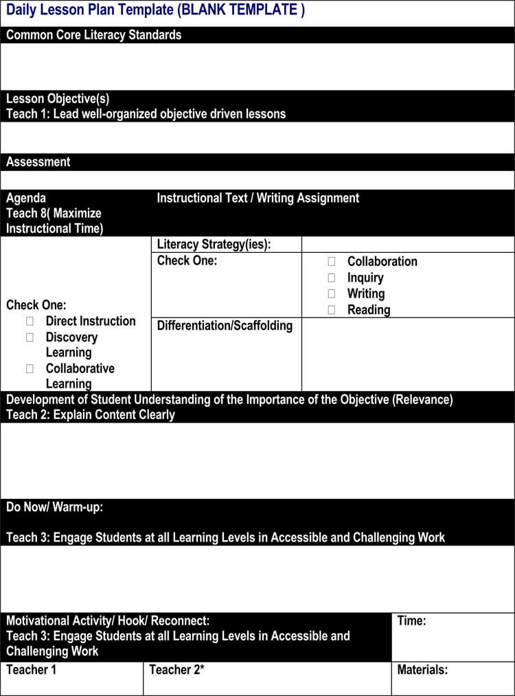 Daily Lesson Plan Template 14 Free Daily Lesson Plan Templates for Teachers