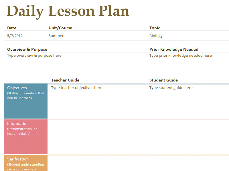 Daily Lesson Plan Template Daily Lesson Plan Template Fotolip