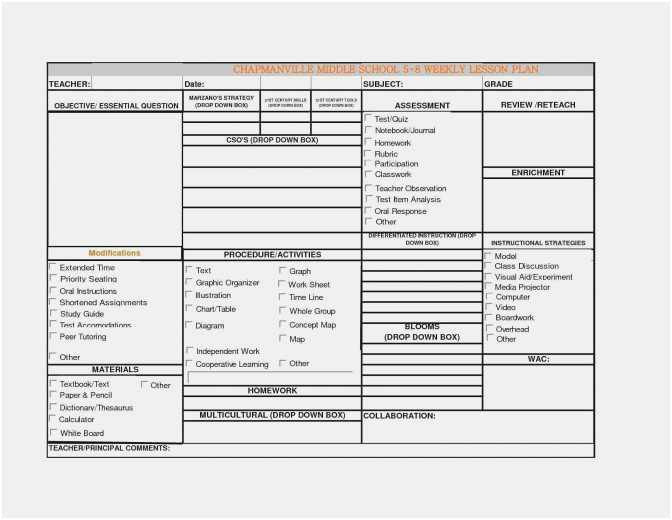 Danielson Lesson Plan Template Free Download 56 Danielson Framework Lesson Plan Template