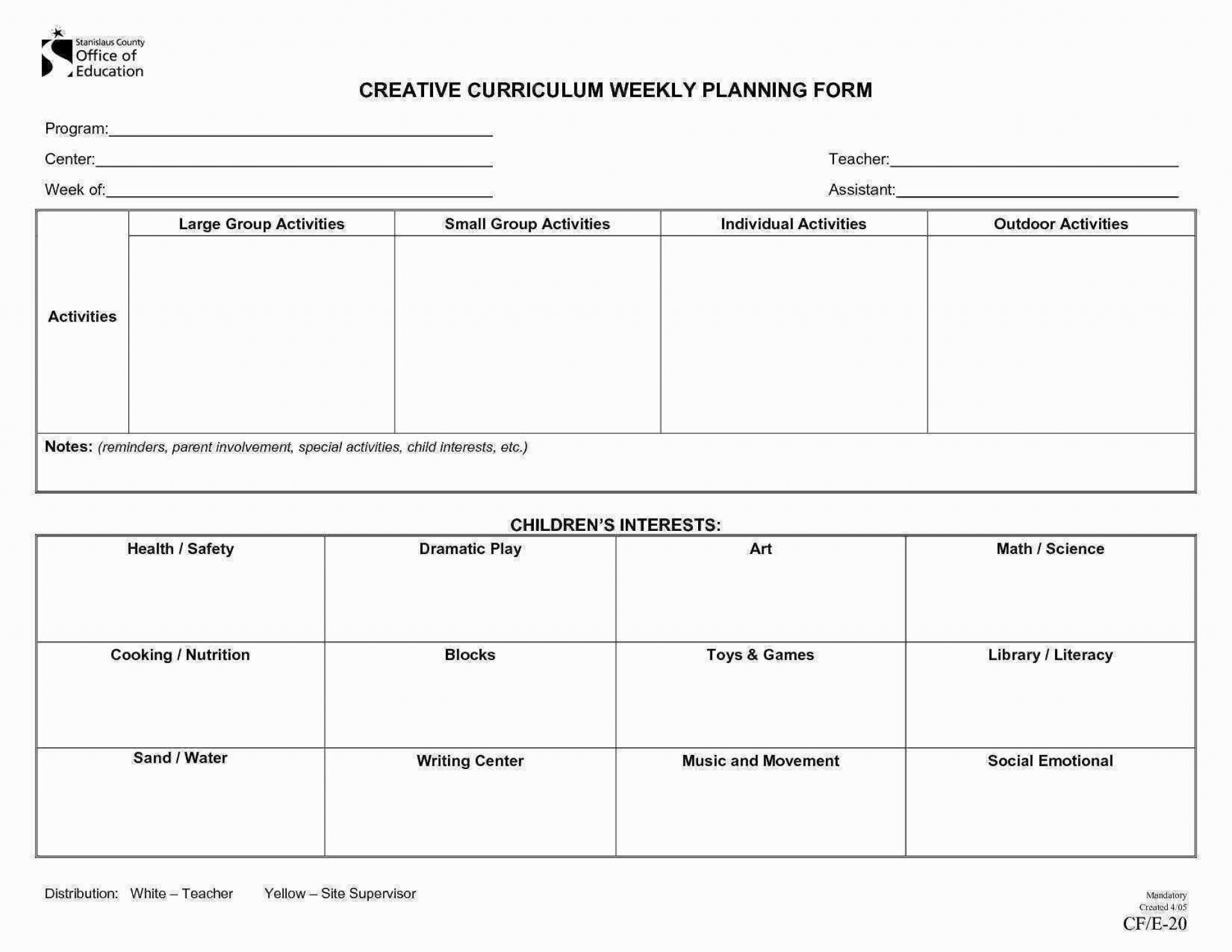 Daycare Lesson Plan Template Daycare Weekly Lesson Plan Template