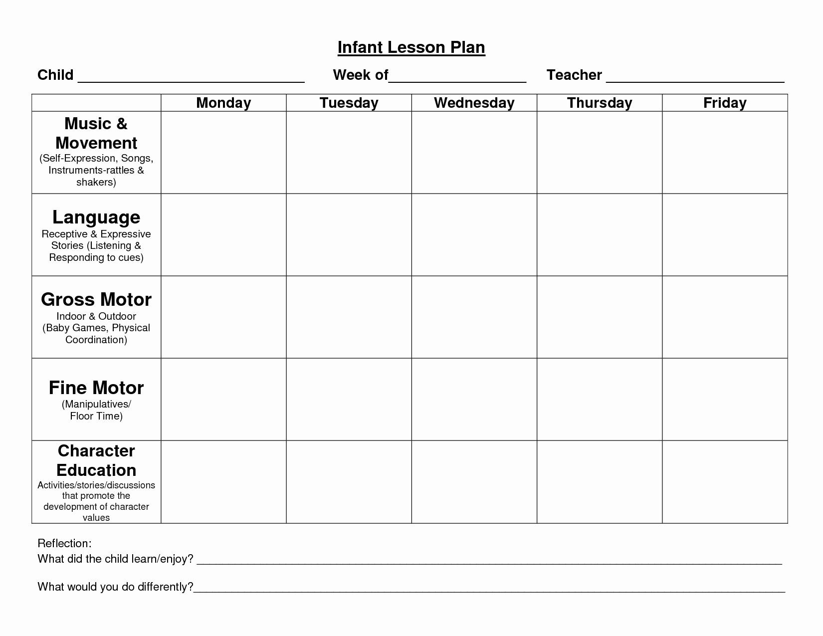 Daycare Lesson Plans for toddlers Calendar Lesson Plan Template
