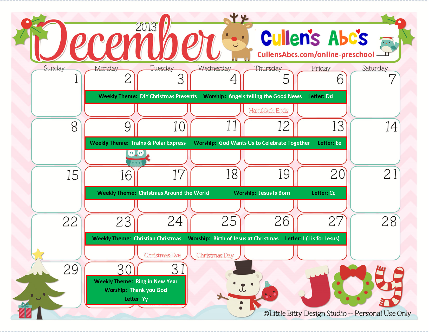December Lesson Plans for Preschool Preschool Calendars