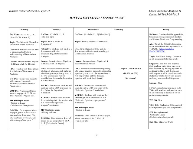 Differentiated Lesson Plan Differentiated Lesson Plan for Week 11 Ending On 2011 15