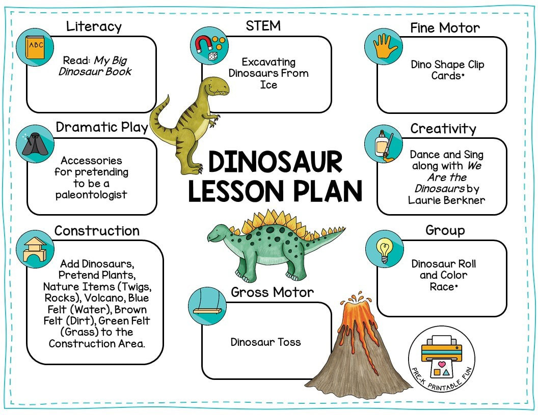 Dinosaur Lesson Plans for Preschool Preschool Dinosaur theme Pre K Printable Fun