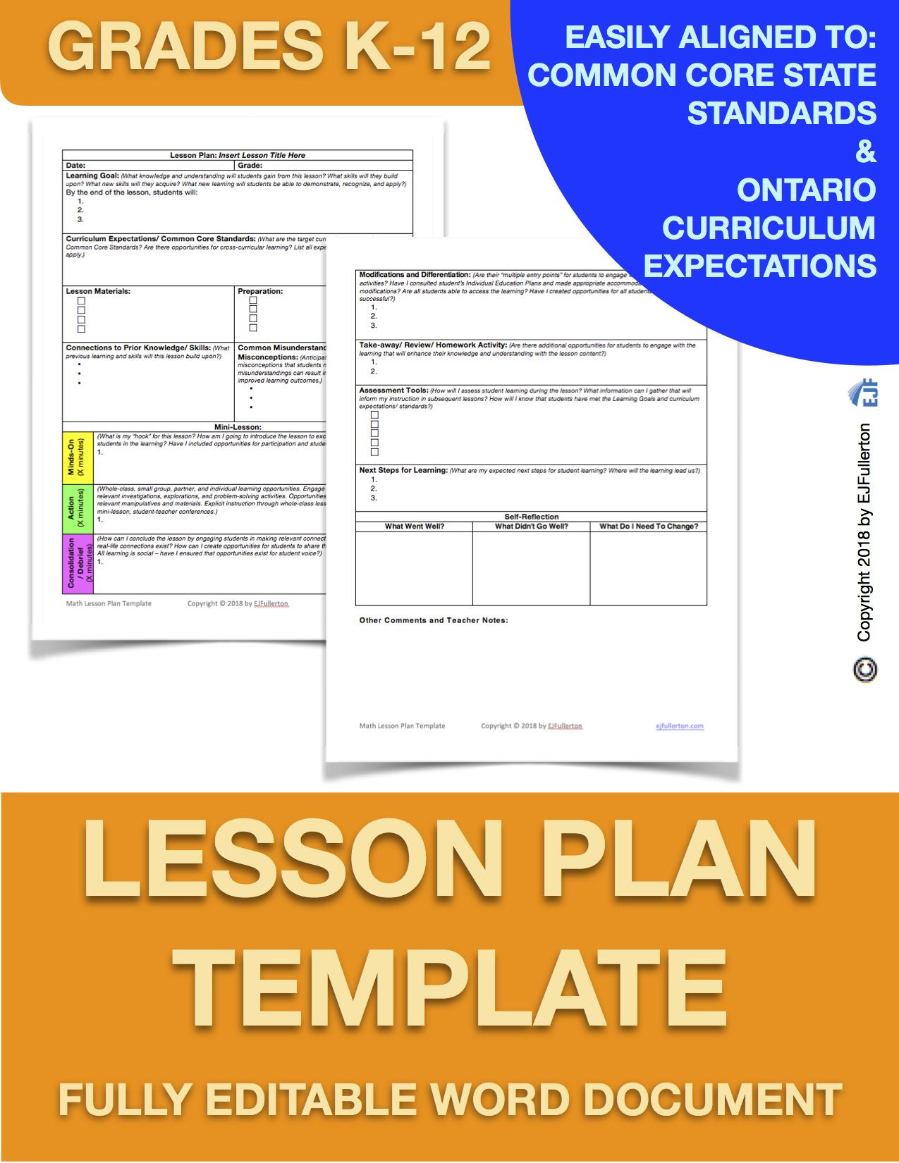Editable Lesson Plan Template Editable Lesson Plan Template K 12 In 2020