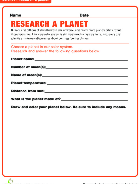 Edu Lesson Planet Know Your Planets Earth Worksheet