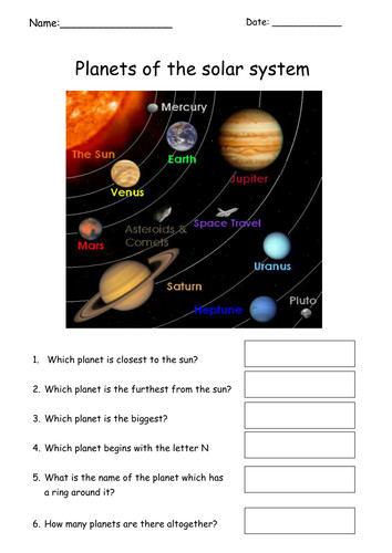 Edu Lesson Planet Simple Planets Worksheet by Tracey1981 Teaching