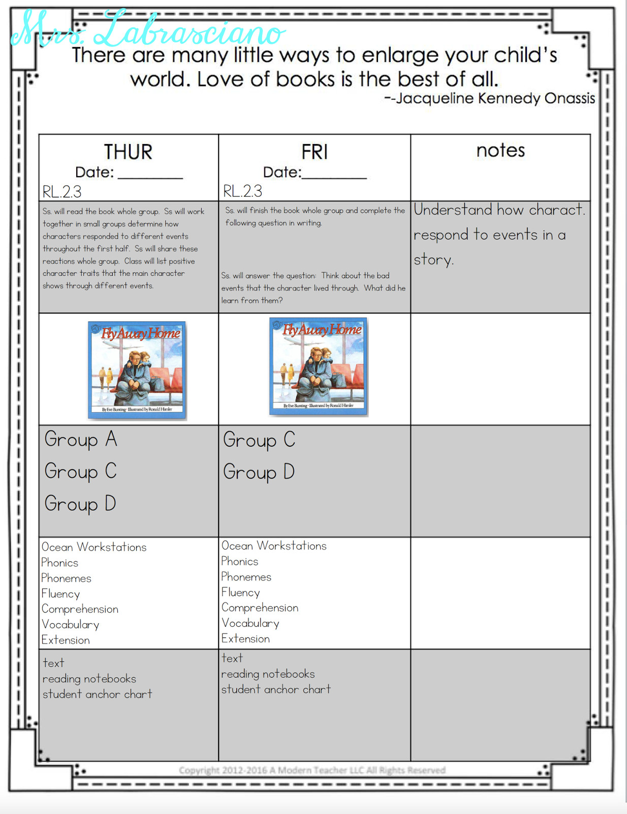 Ela Lesson Plans Learning Lessons with Amy Labrasciano Character S