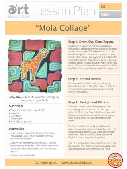 Elementary Art Lesson Plans Collage Mola Free Lesson Plan Download with Images